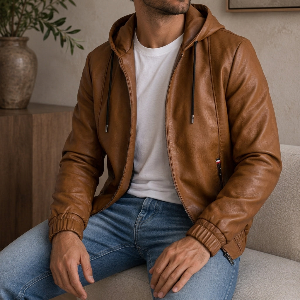 Ronda Hooded Leather Jacket