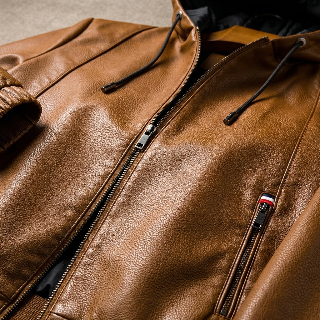 Ronda Hooded Leather Jacket