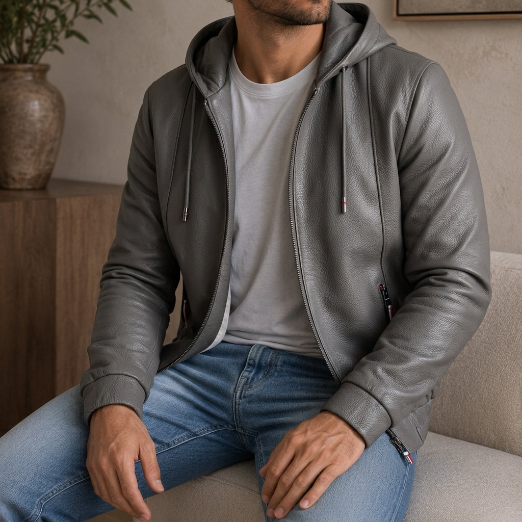 Ronda Hooded Leather Jacket