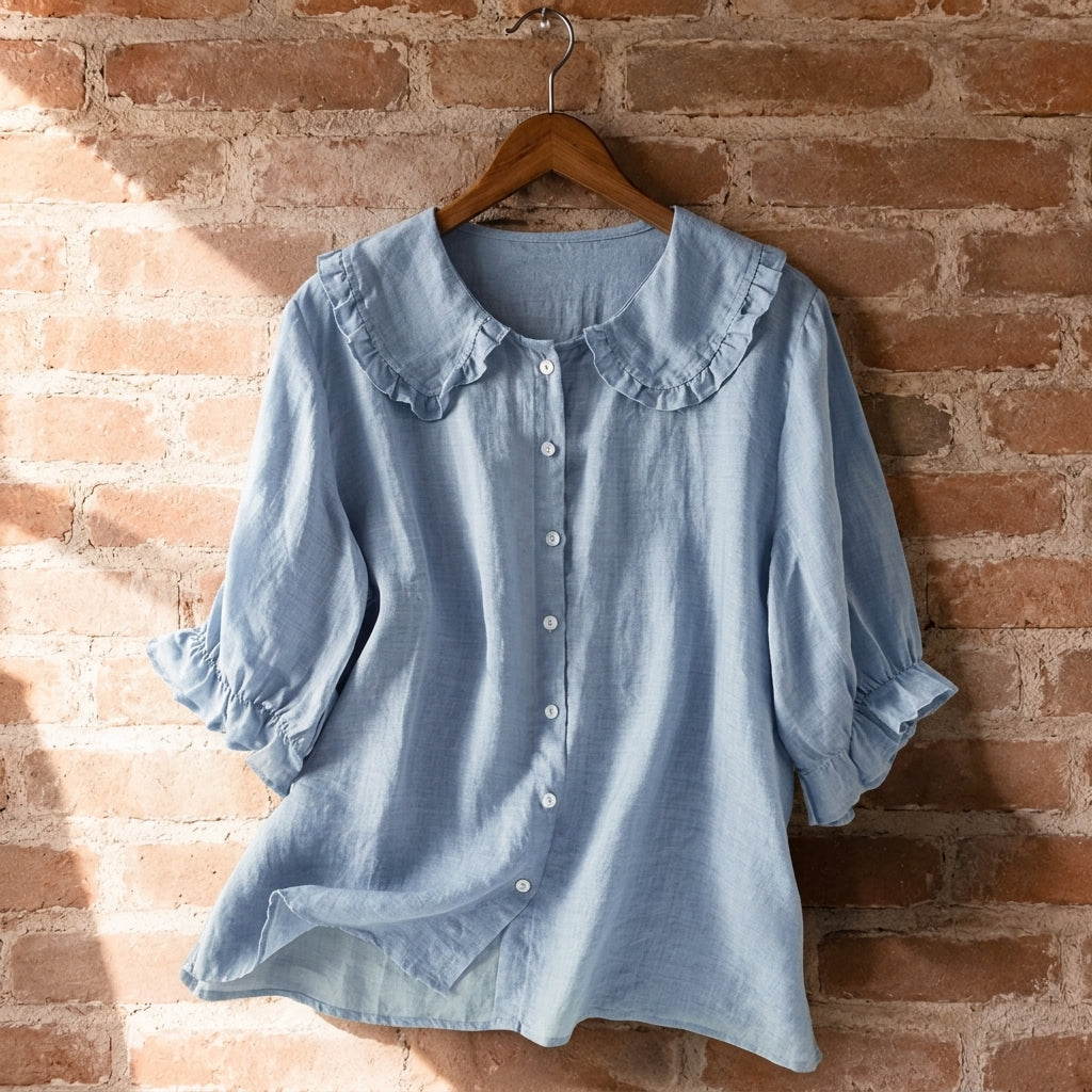 Rocamadour Ruffle Linen Blouse