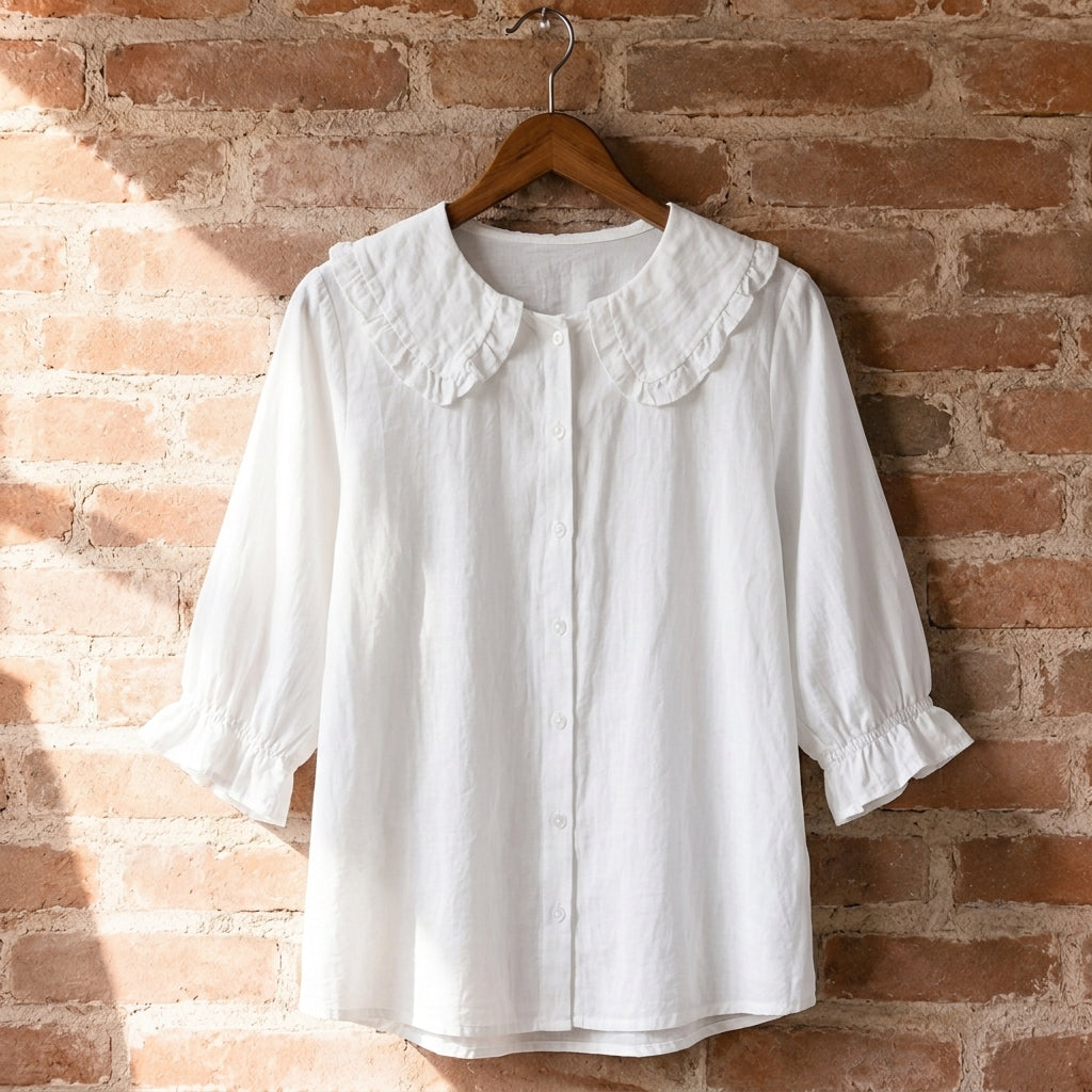 Rocamadour Ruffle Linen Blouse