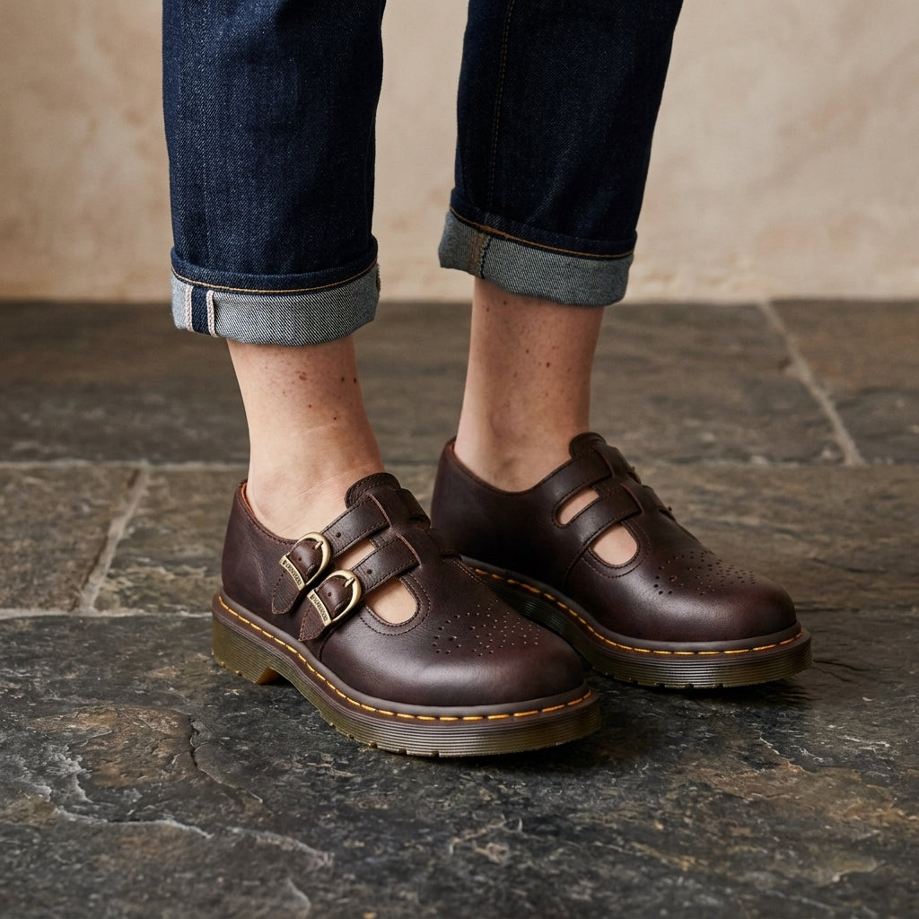Limone Leather Mary Jane Flats