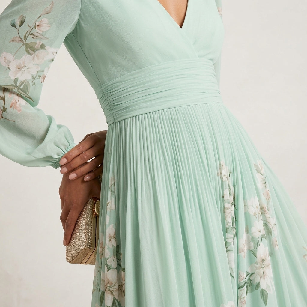Gardone V-Neck Chiffon Floral Midi Dress