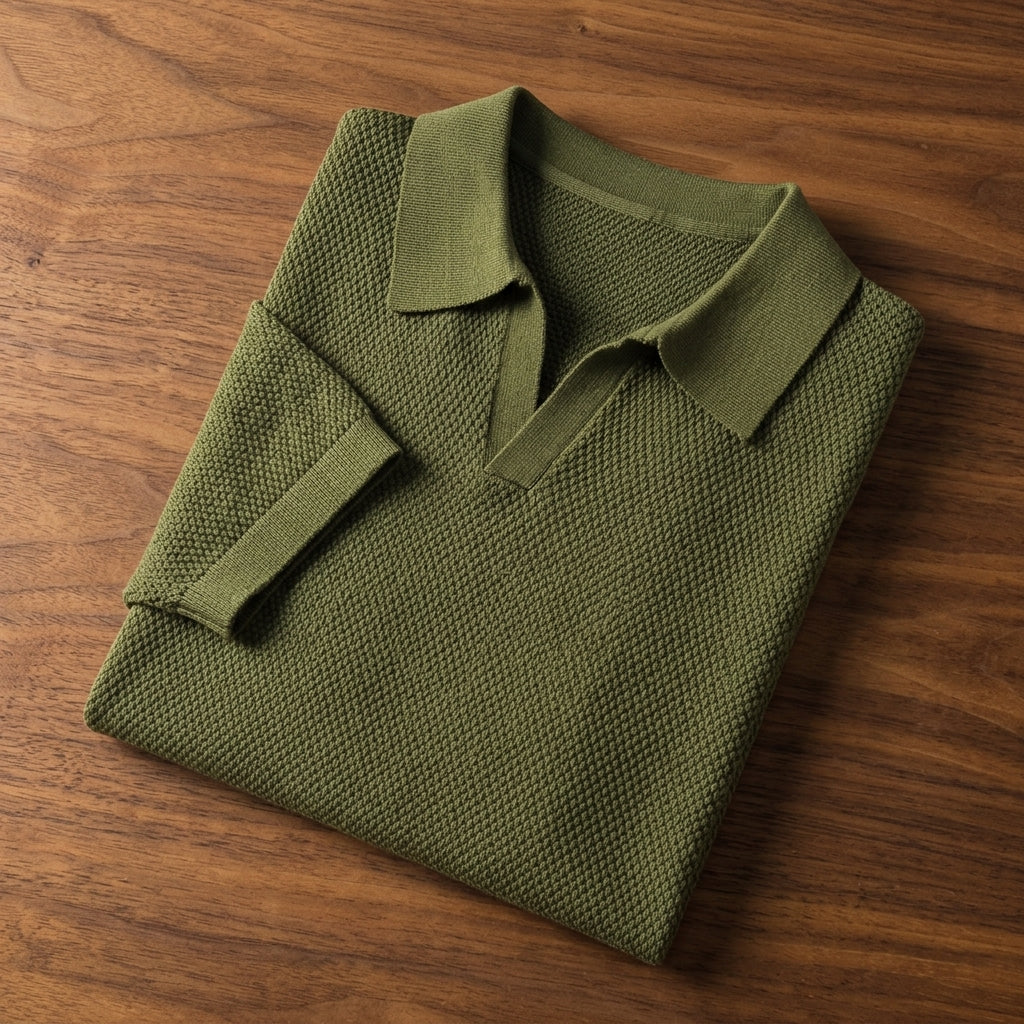 Rovigo Men's Textured Short Sleeve Classic Polo Shirt