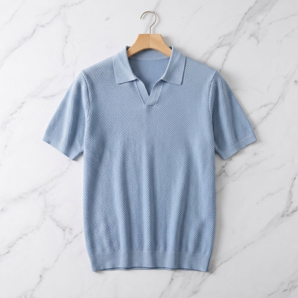 Rovigo Men's Textured Short Sleeve Classic Polo Shirt