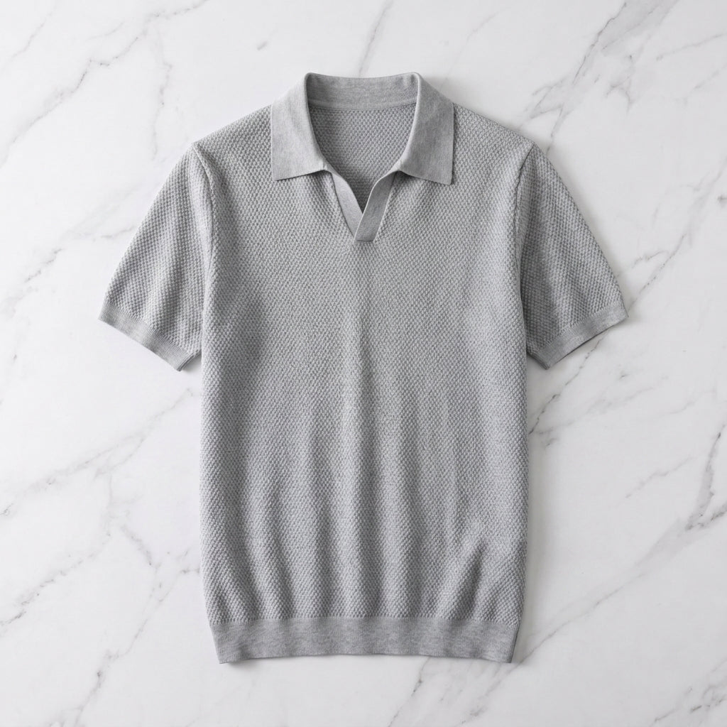 Rovigo Men's Textured Short Sleeve Classic Polo Shirt