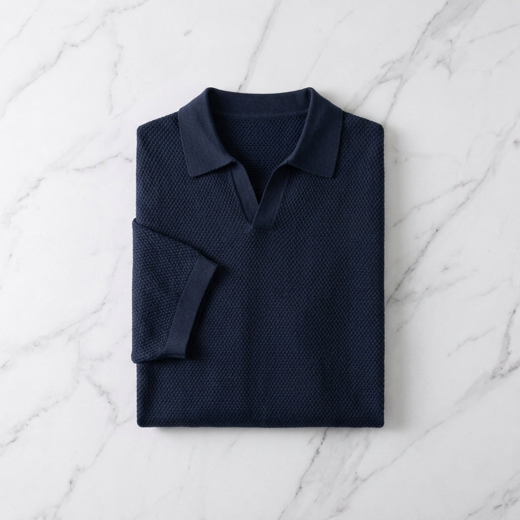 Rovigo Men's Textured Short Sleeve Classic Polo Shirt
