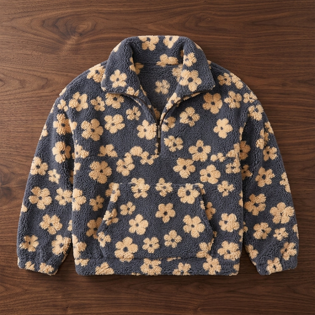 Baveno Women's Floral Sherpa Quarter Zip