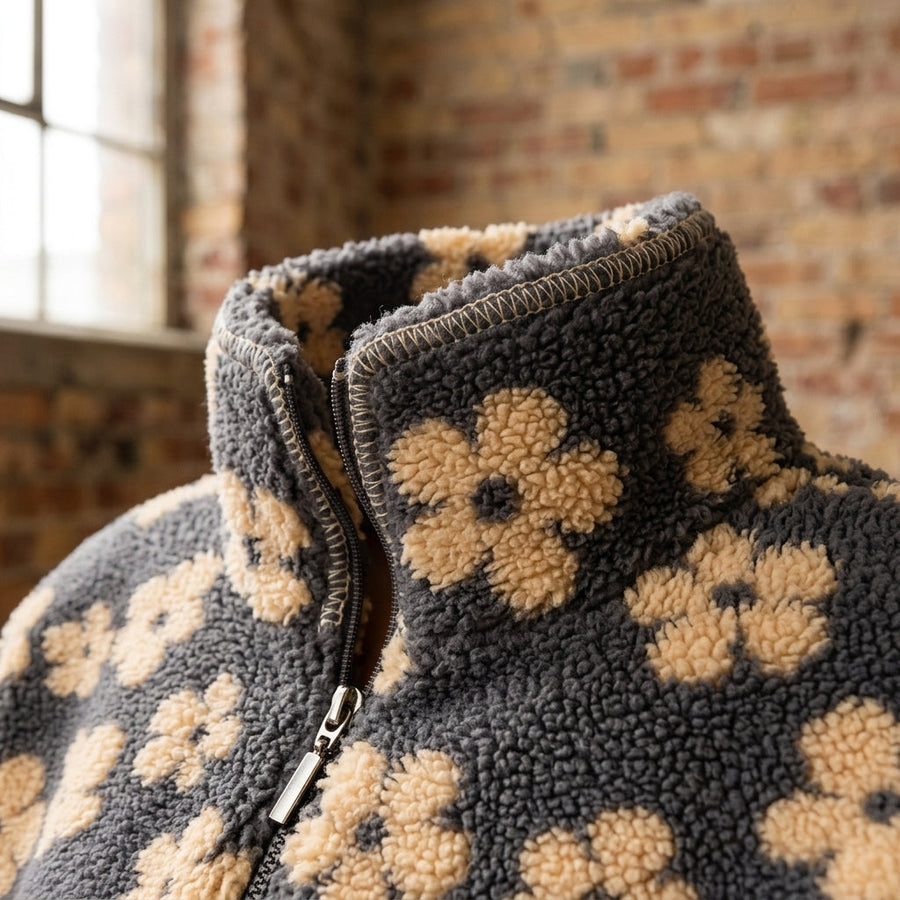 Baveno Women's Floral Sherpa Quarter Zip