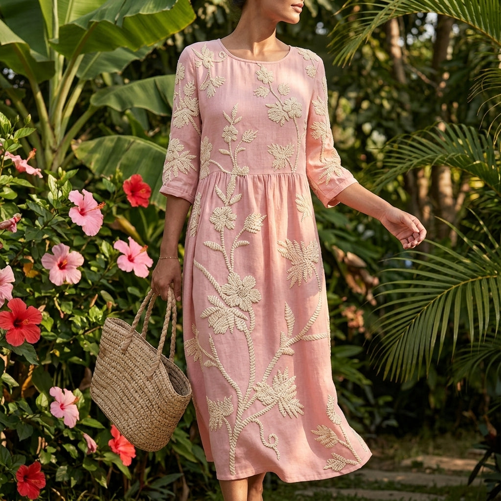 Panarea Embroidered Summer Midi Dress