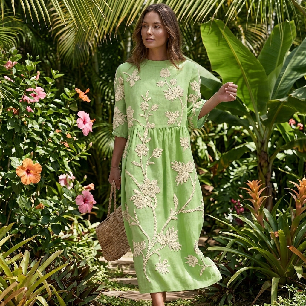 Panarea Embroidered Summer Midi Dress