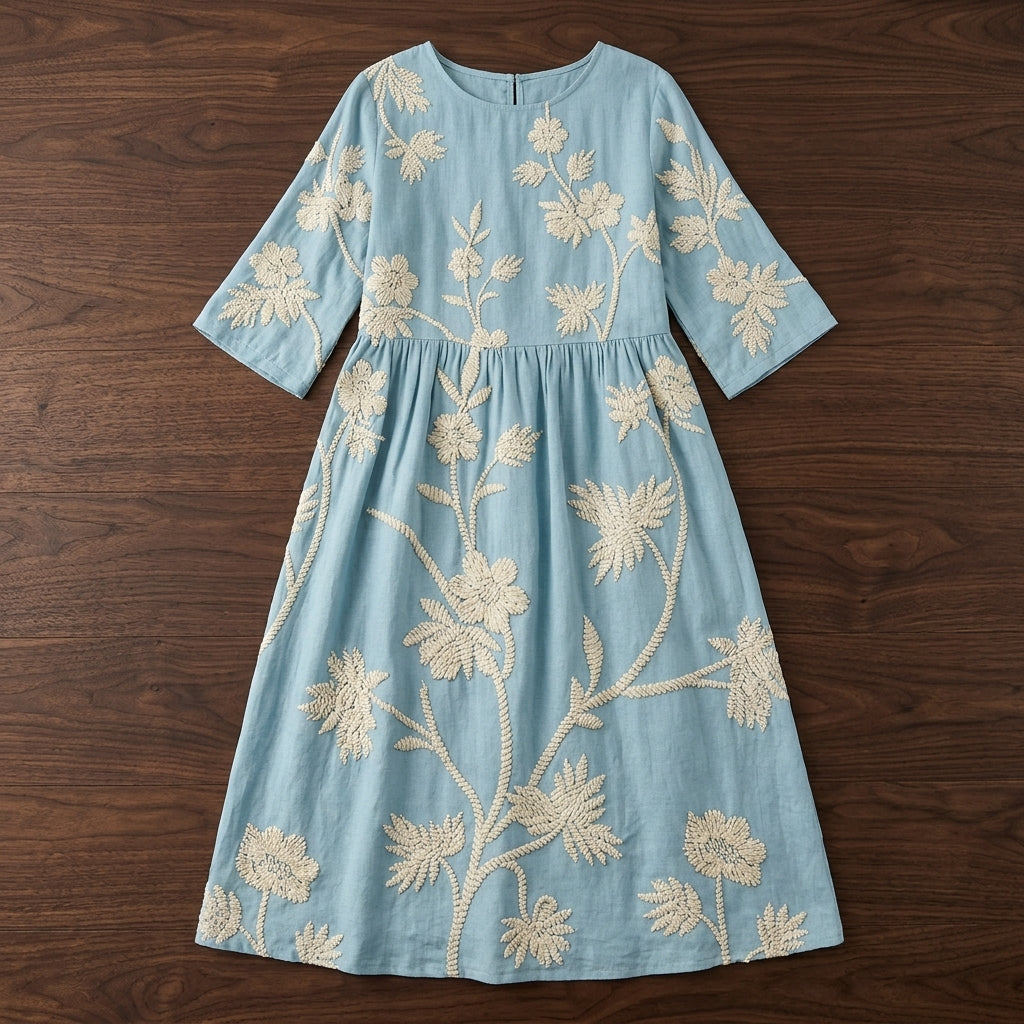 Panarea Embroidered Summer Midi Dress