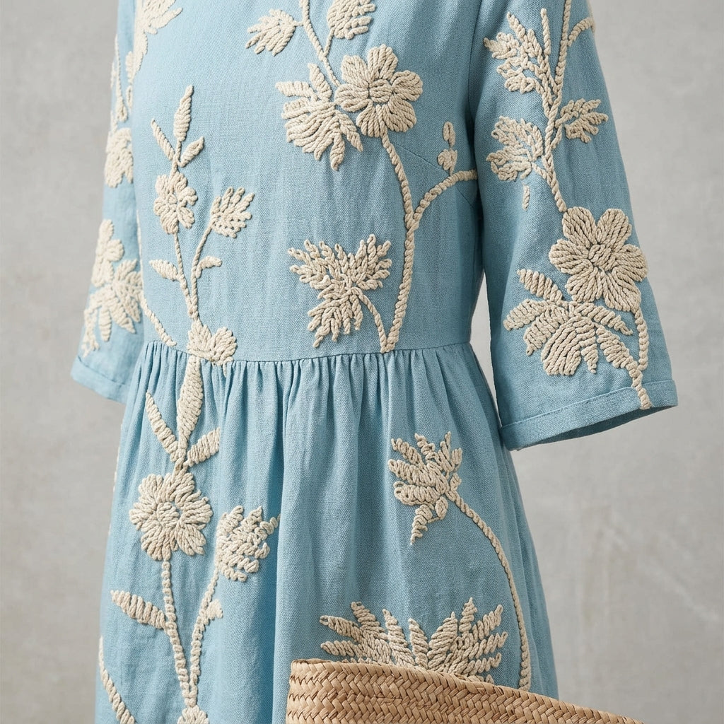 Panarea Embroidered Summer Midi Dress
