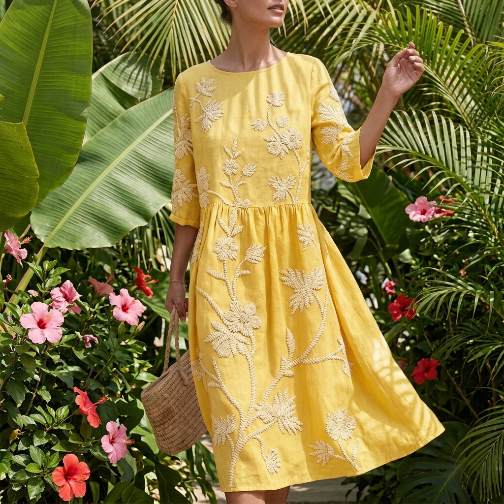Panarea Embroidered Summer Midi Dress