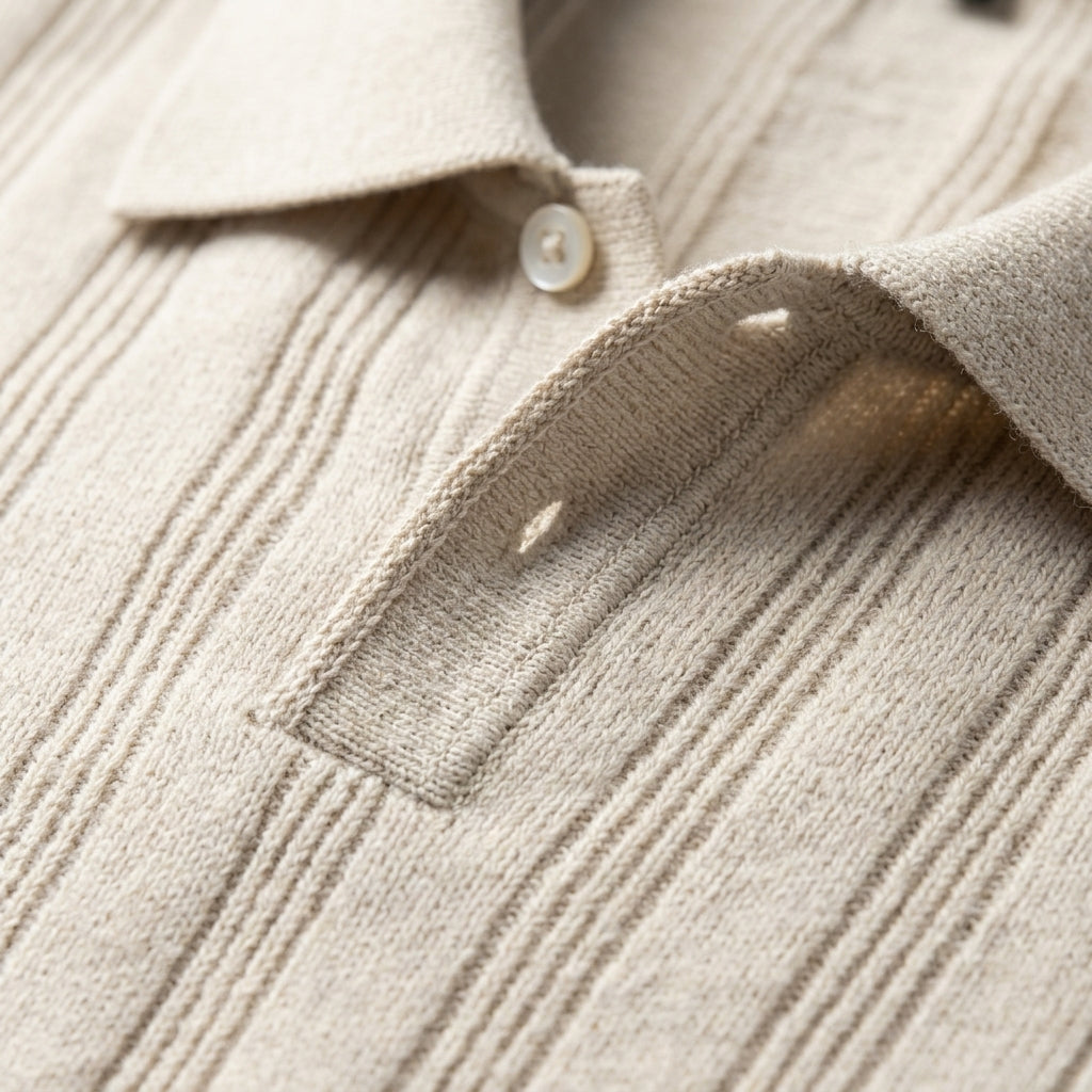 Laveno Men's Knit Wool Polo Shirt