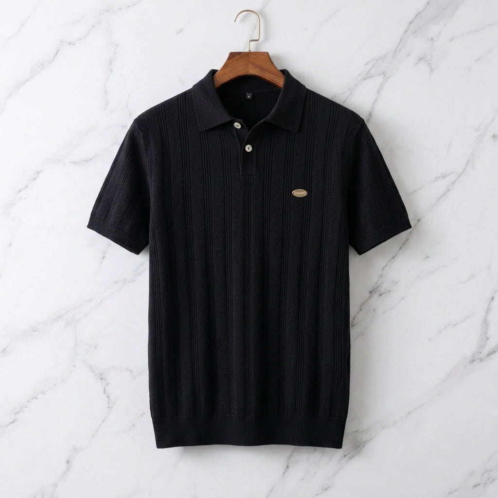 Laveno Men's Knit Wool Polo Shirt