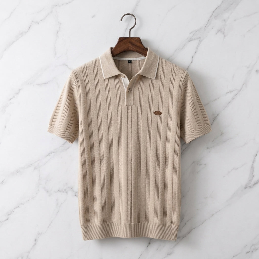 Laveno Men's Knit Wool Polo Shirt