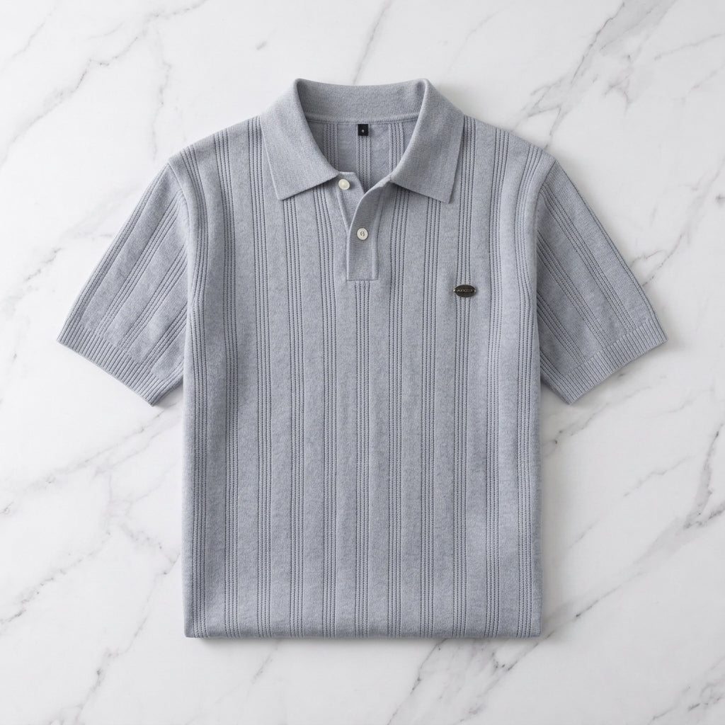 Laveno Men's Knit Wool Polo Shirt