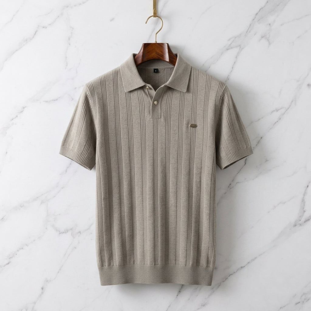 Laveno Men's Knit Wool Polo Shirt