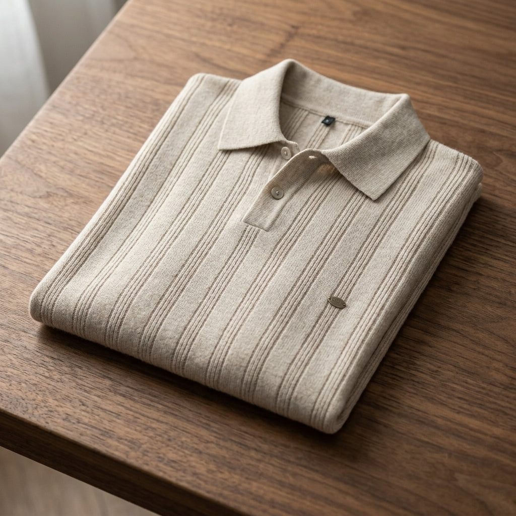 Laveno Men's Knit Wool Polo Shirt