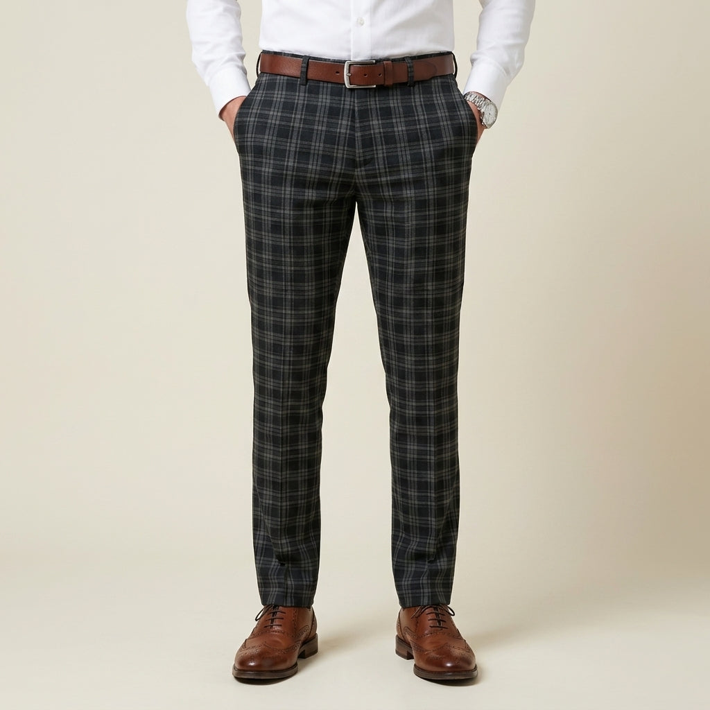 Ridley Men's Plaid Check Trousers