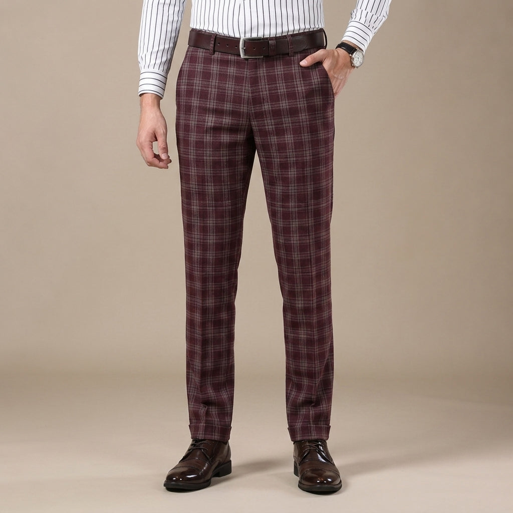Ridley Men's Plaid Check Trousers