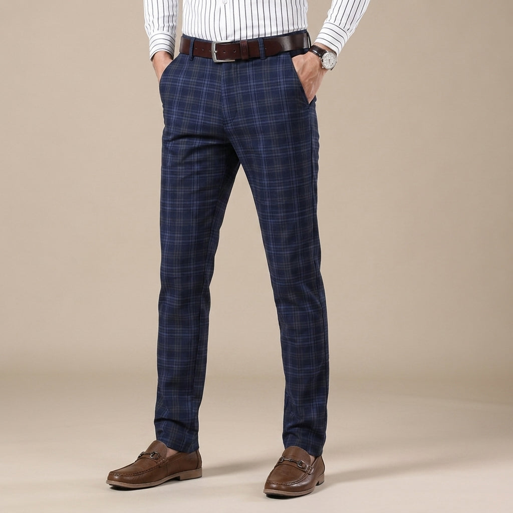 Ridley Men's Plaid Check Trousers