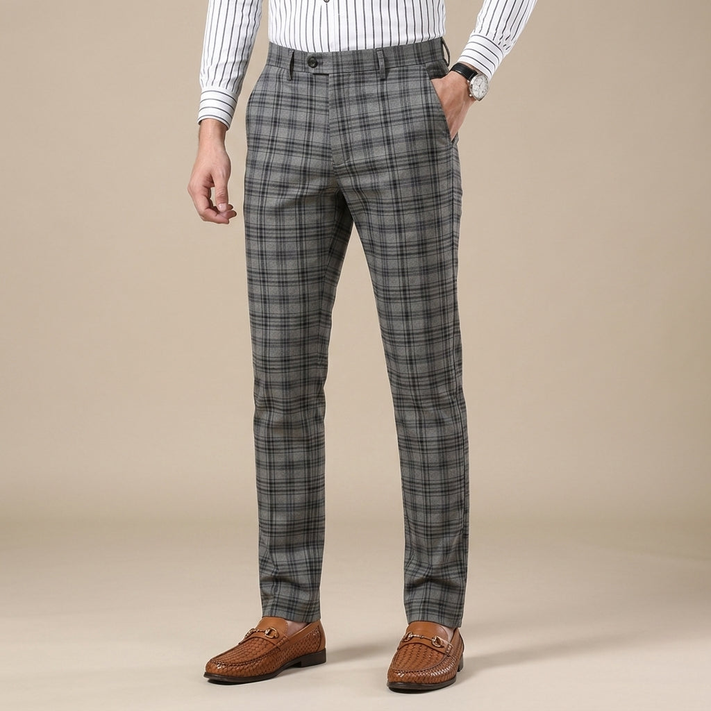 Ridley Men's Plaid Check Trousers