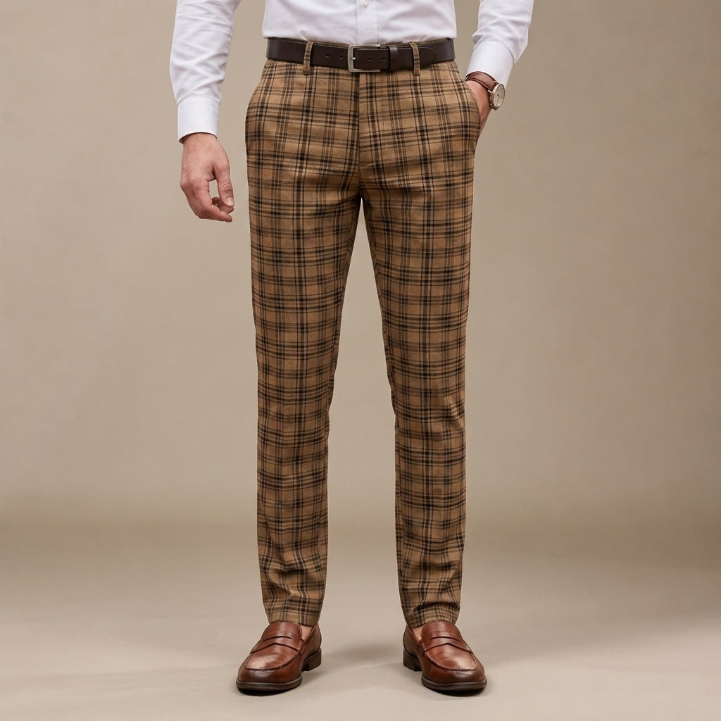 Ridley Men's Plaid Check Trousers