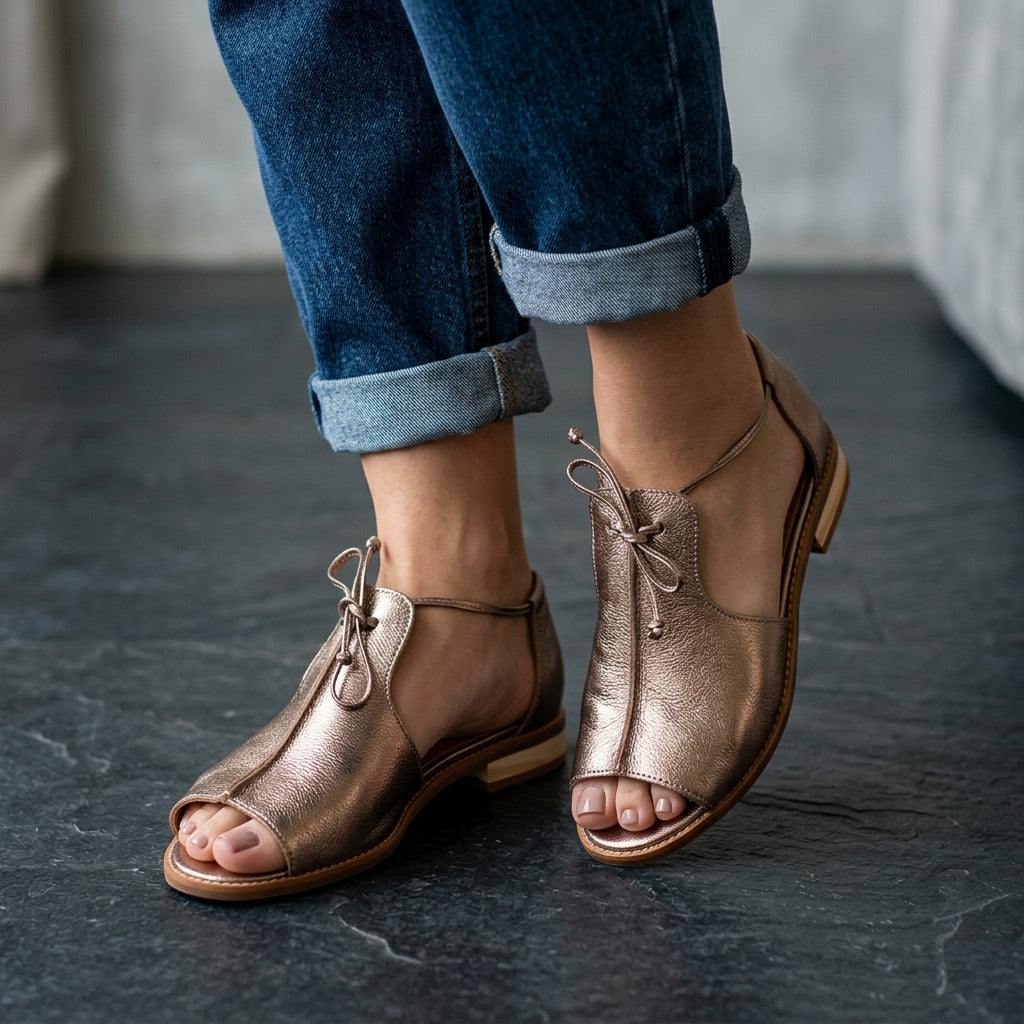 Camellia strap-style leather sandals
