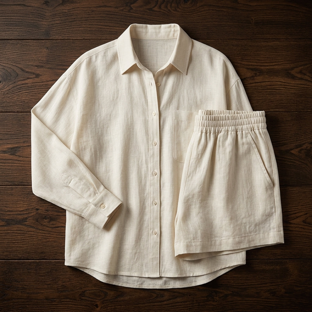 Rosalind Linen Oversized Shirt Shorts Set
