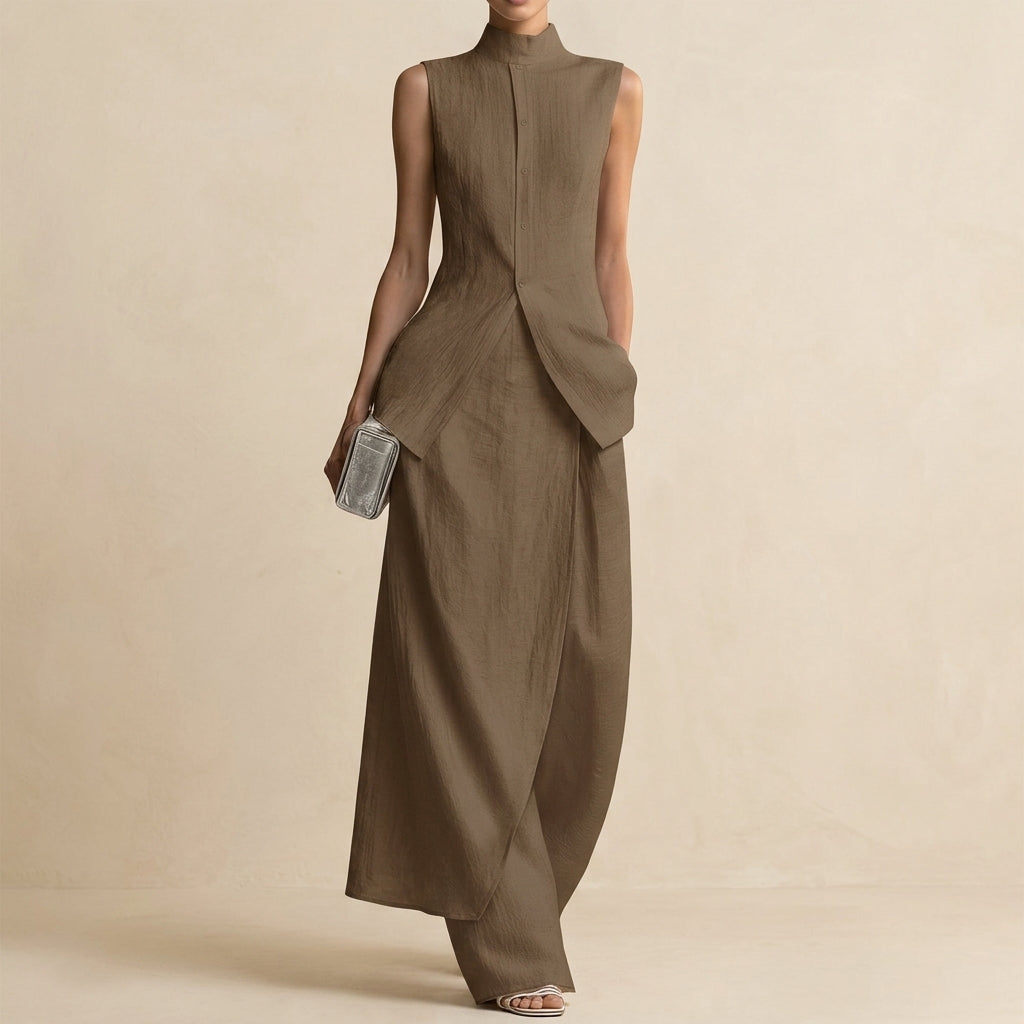 Camellia Linen Wide-Leg Pants Set