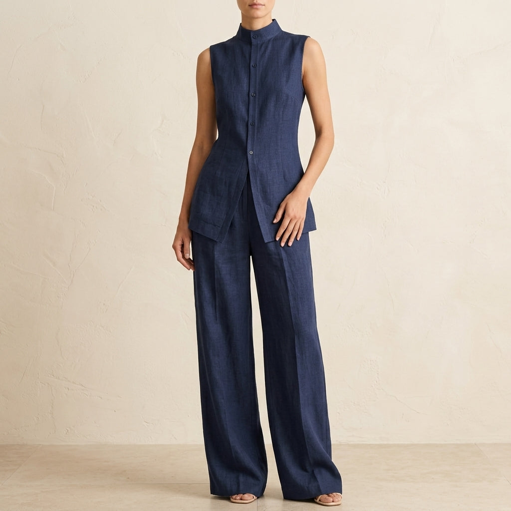 Camellia Linen Wide-Leg Pants Set
