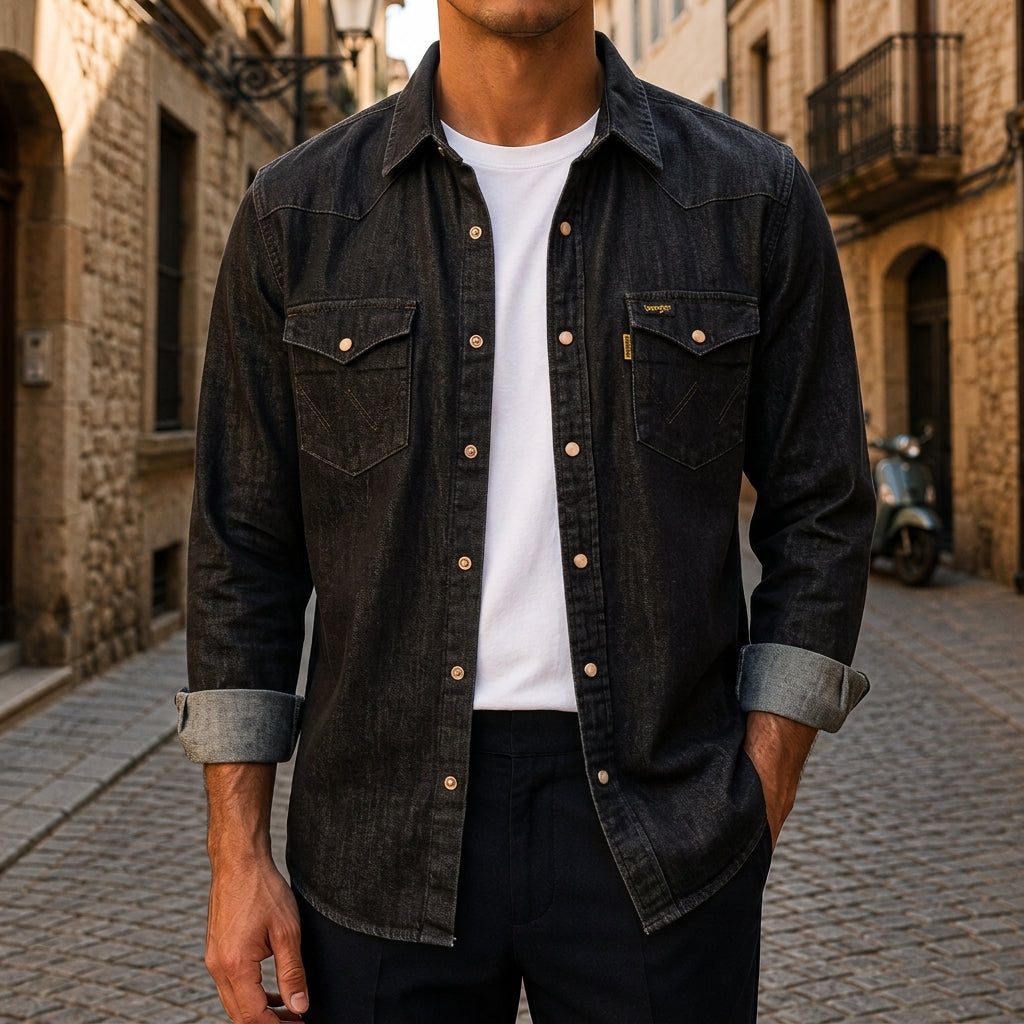 Norland Men's Long Sleeve Denim Button Down Shirt