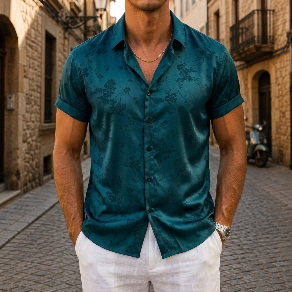 Ashcott Men'sm Silk Floral Print Shirt