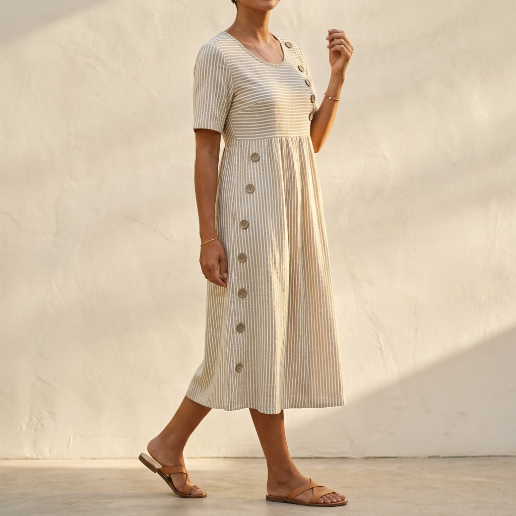 Bellagio Women's Breathable Striped Midi Dress