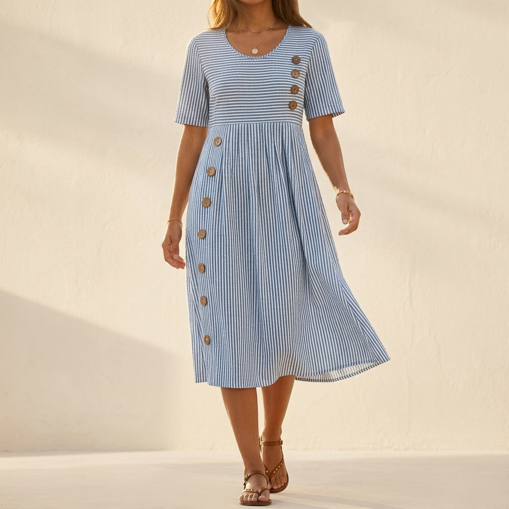 Bellagio Women's Breathable Striped Midi Dress