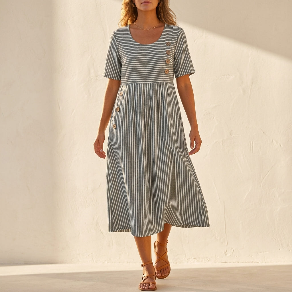 Bellagio Women's Breathable Striped Midi Dress