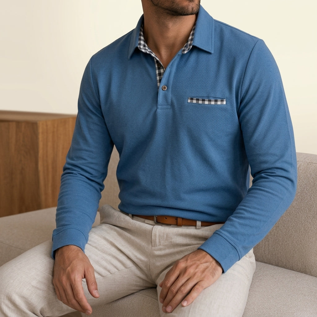 Alessio Men's Knit Long Sleeve Polo Shirt