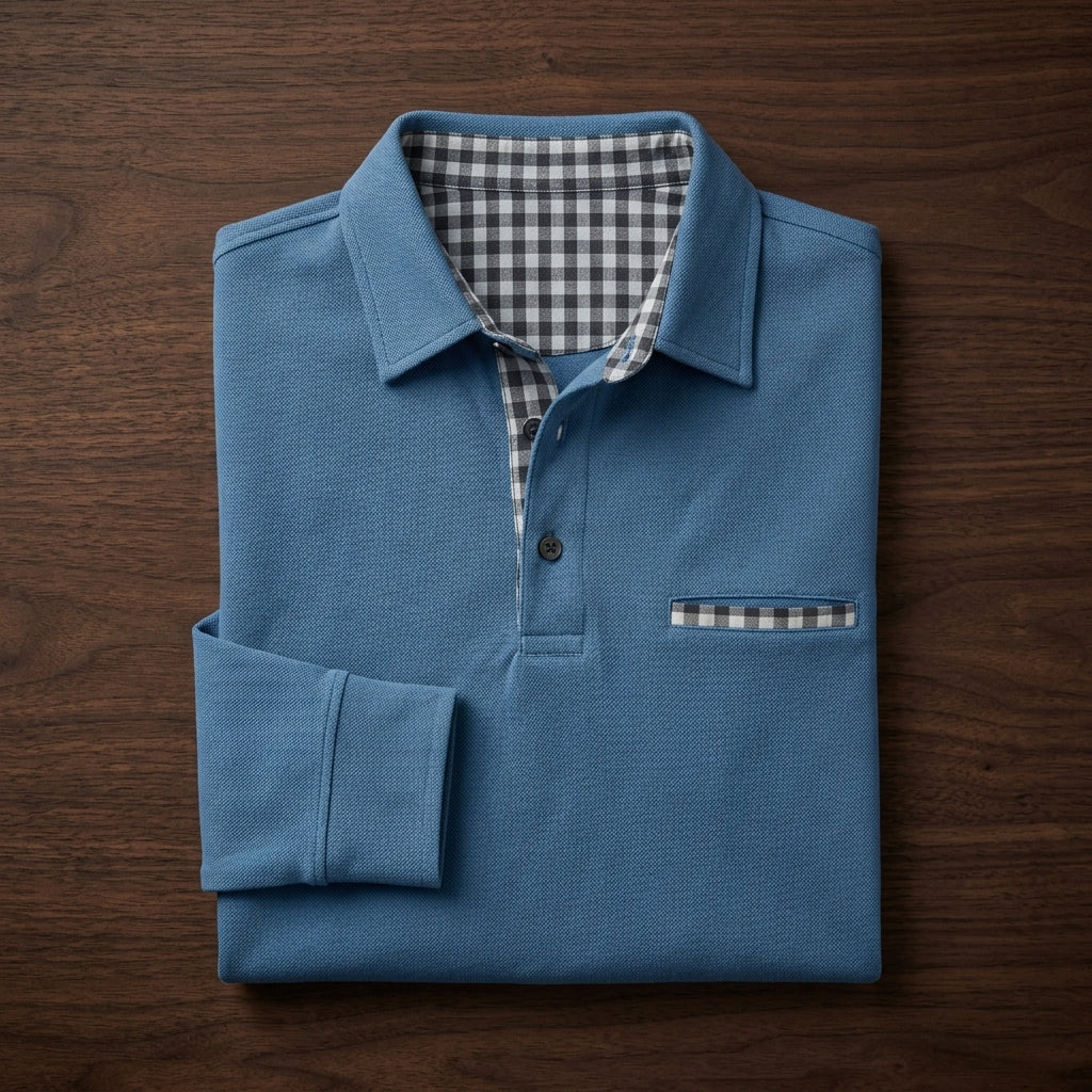 Alessio Men's Knit Long Sleeve Polo Shirt