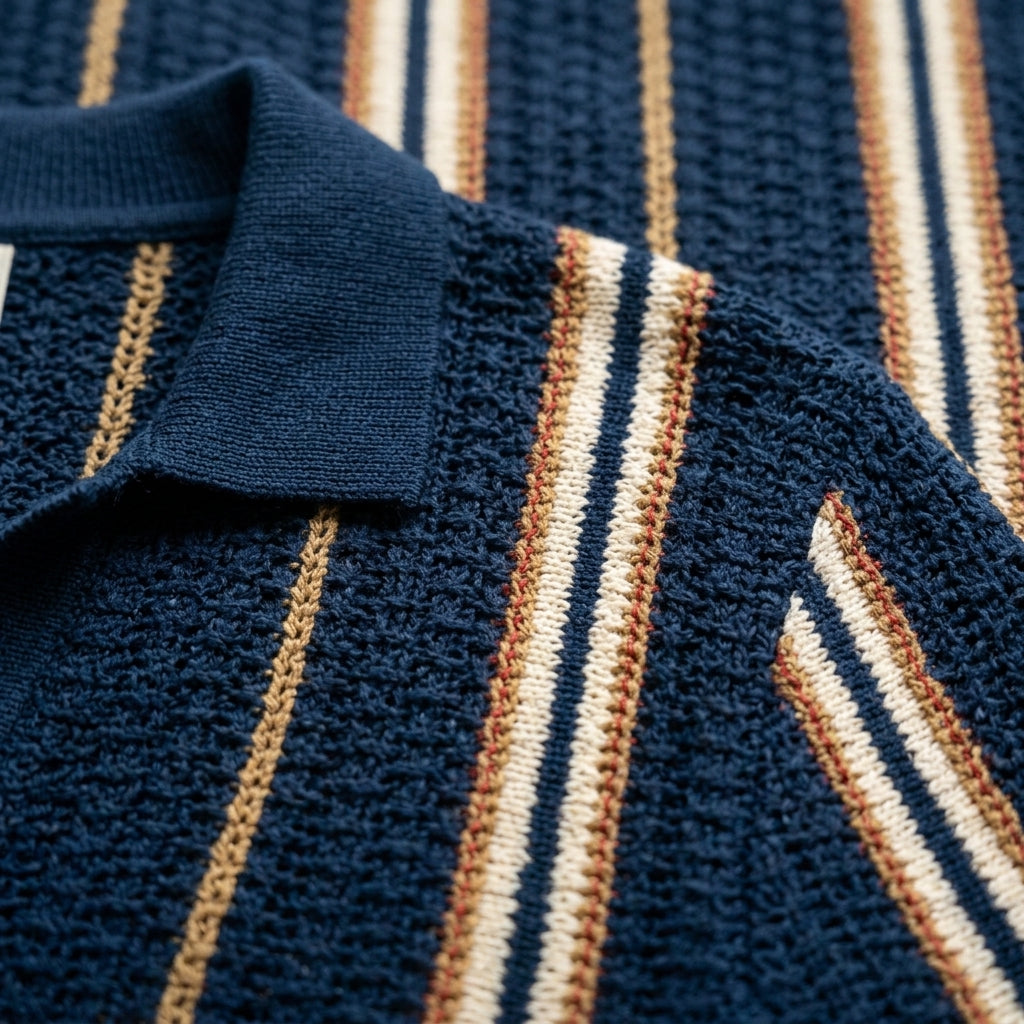 Emilio Men's Striped Crochet Shirt