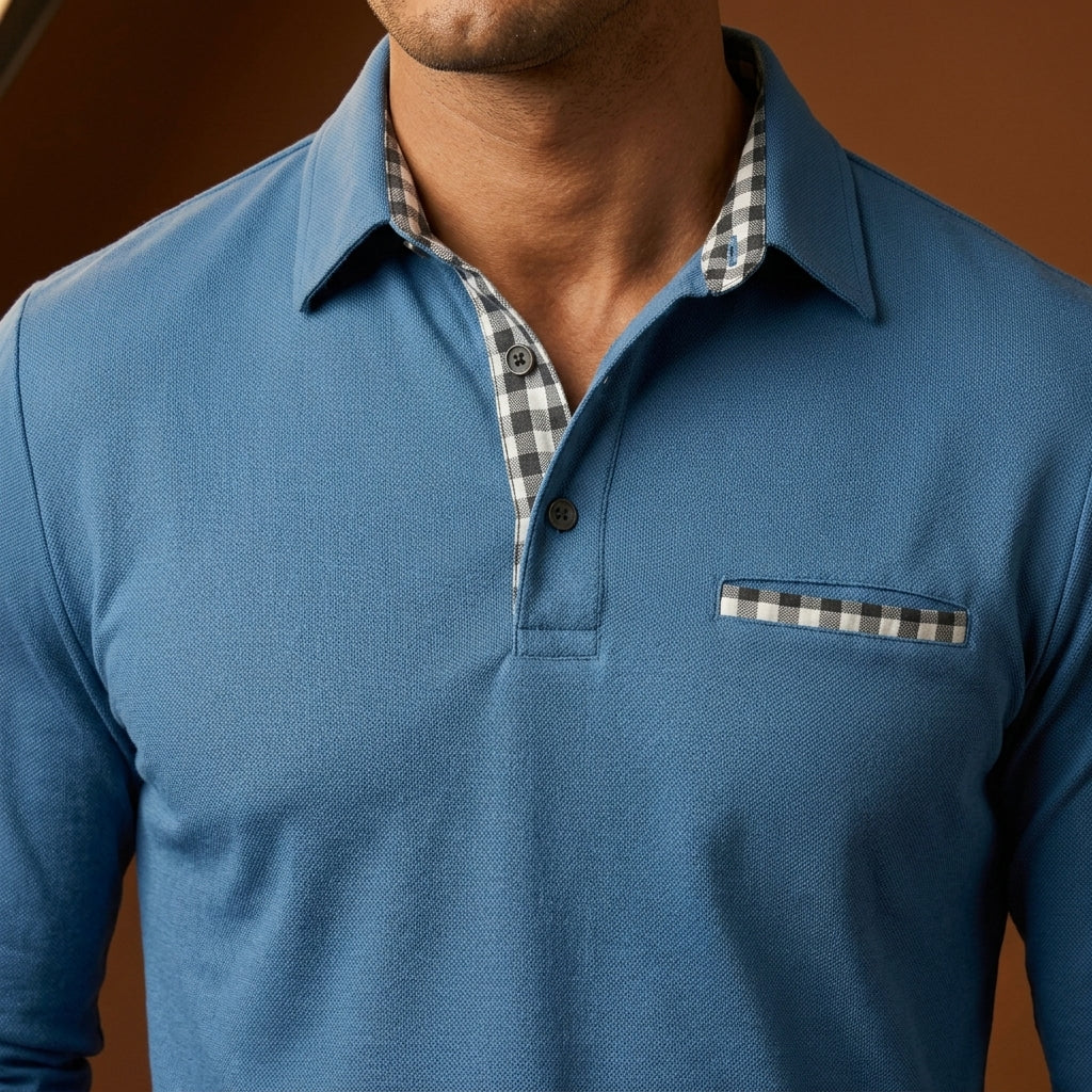 Alessio Men's Knit Long Sleeve Polo Shirt