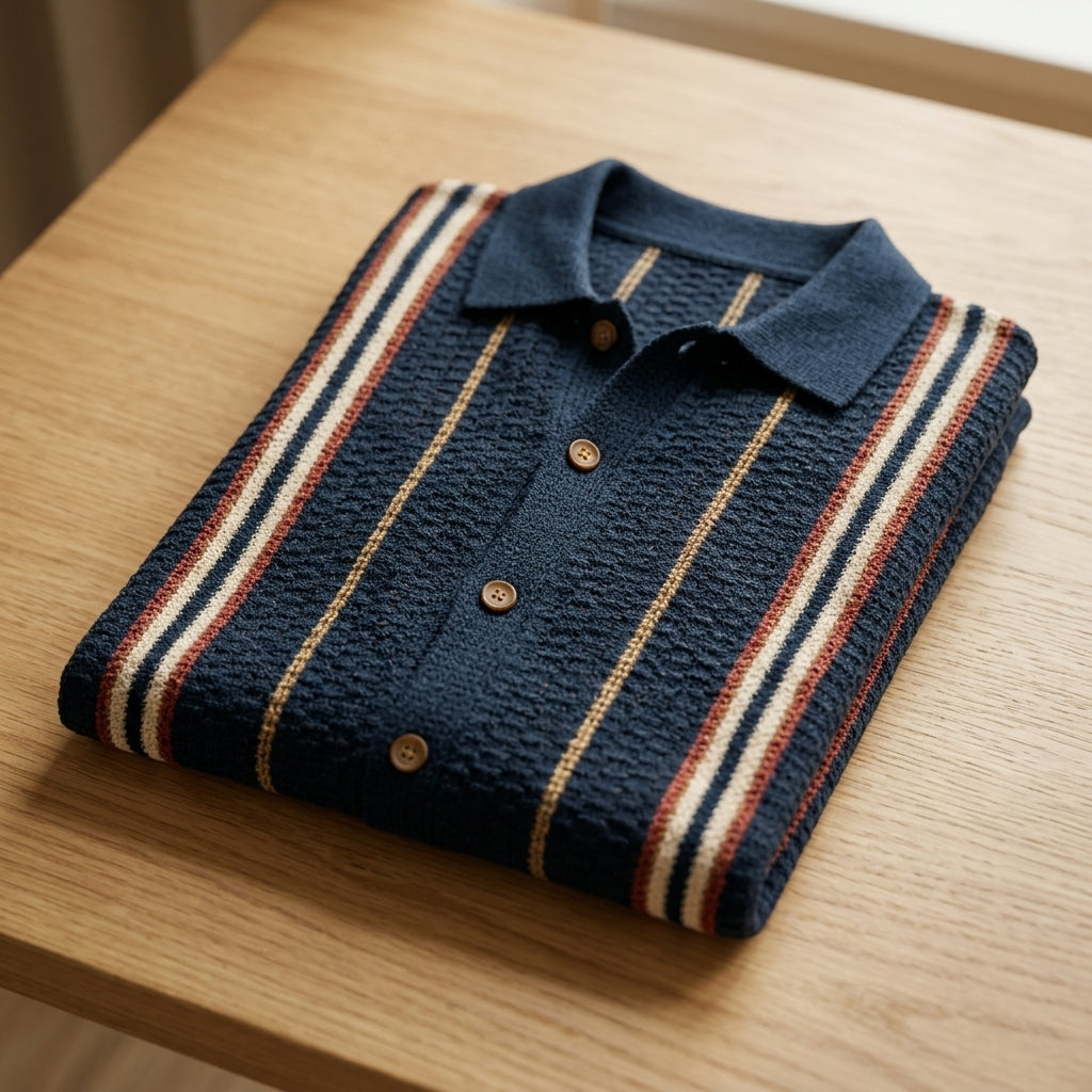 Emilio Men's Striped Crochet Shirt