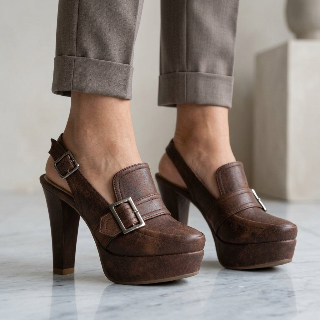 Adelina Leather Slingback Heels
