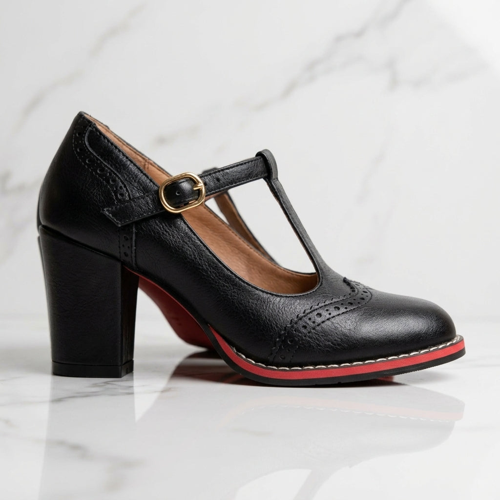 Valentina Leather Brogue Heels
