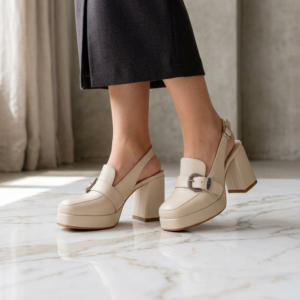 Emilia Leather Slingback Heels