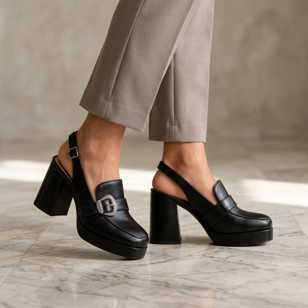 Emilia Leather Slingback Heels