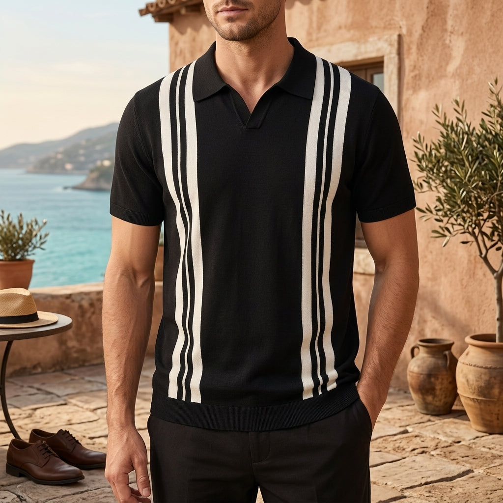 Romano Stripe Knit Polo