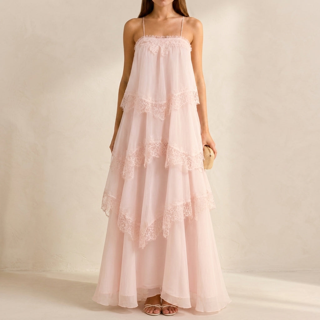 Mariella Women’s Ruffled Tiered Sleeveless Maxi Dress