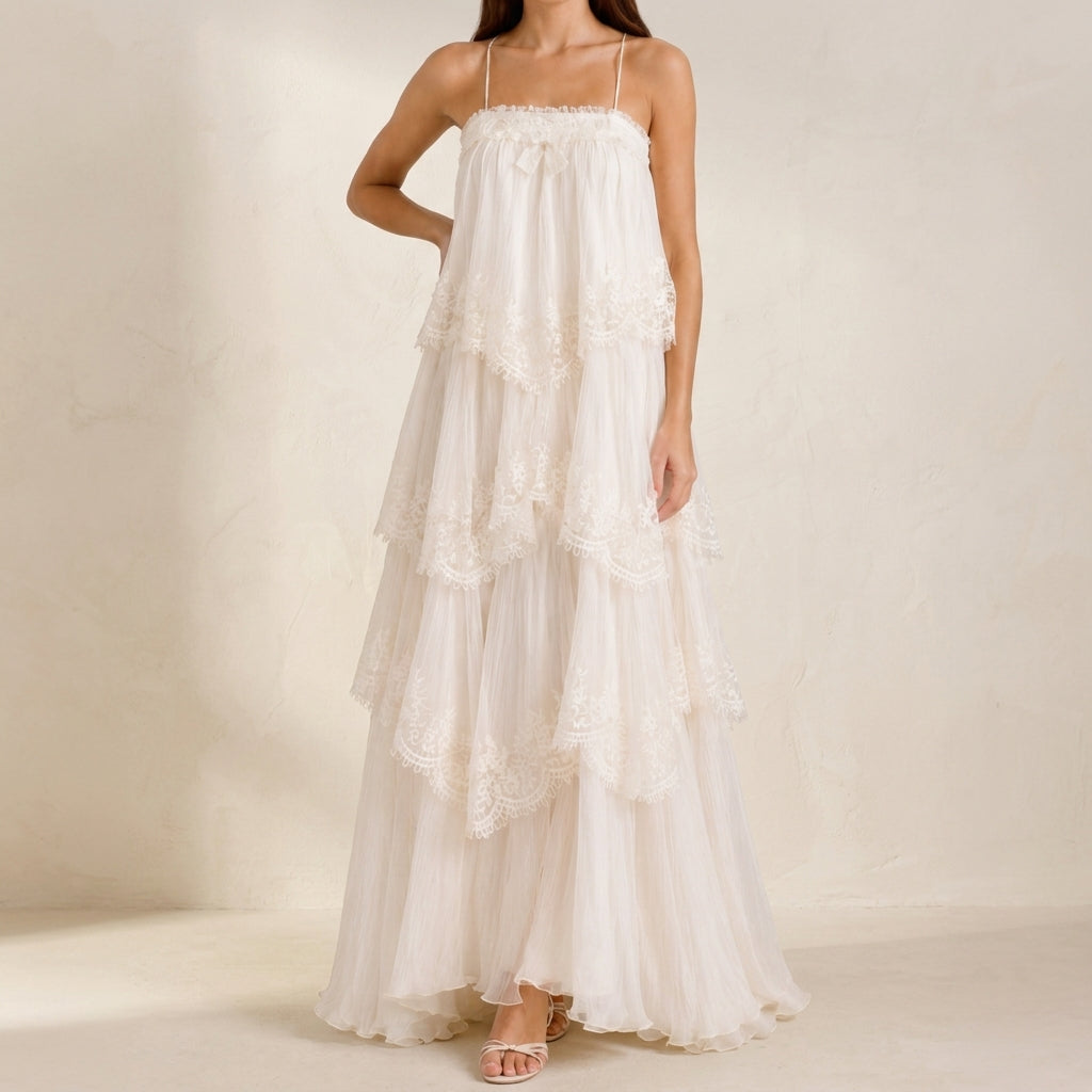 Mariella Women’s Ruffled Tiered Sleeveless Maxi Dress